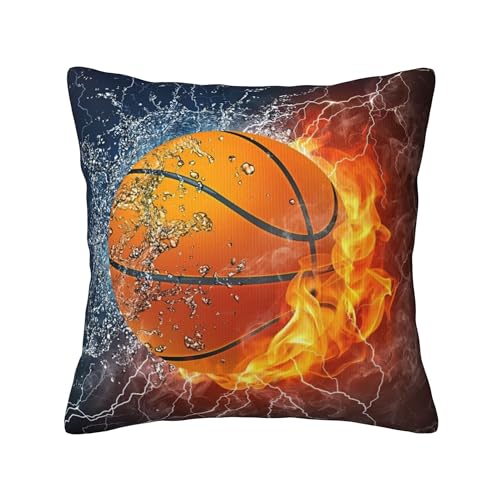 18x18 Sports Basketball Plush Throw Pillow Cover - Soft Polyester