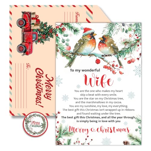 Romantic Christmas Card for Wife with Envelope & Seal