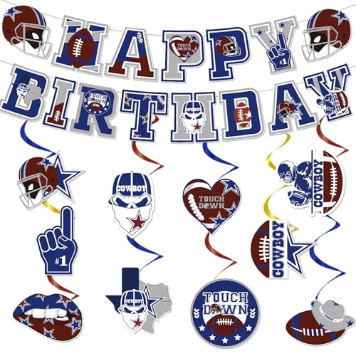 Blue Cowboy Football Party Decorations 12 Pcs - Cowboy & Rugby Theme