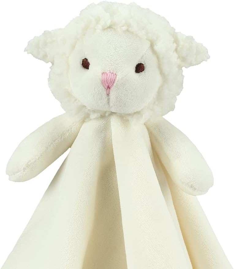 CREVENT Cozy Plush Baby Security Blanket - Minky Lovey with Animal Face (Ivory Sheep) for Girls & Boys