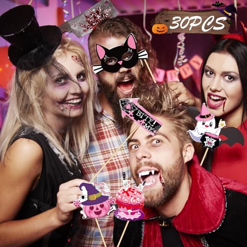 30 Halloween Photo Booth Props Set - Fun Decorations & Accessories