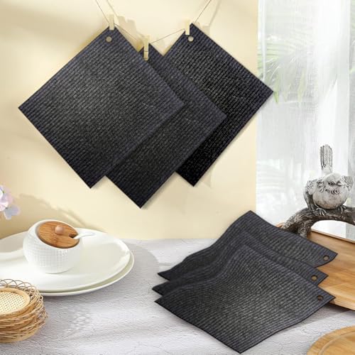 Spunspon Swedish Dish Cloths - 6 Pack Reusable Eco-Friendly Sponges (Black)