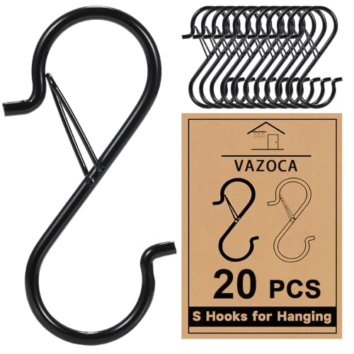 20 Heavy Duty S Hooks with Safety Buckle for Kitchen & Garden
