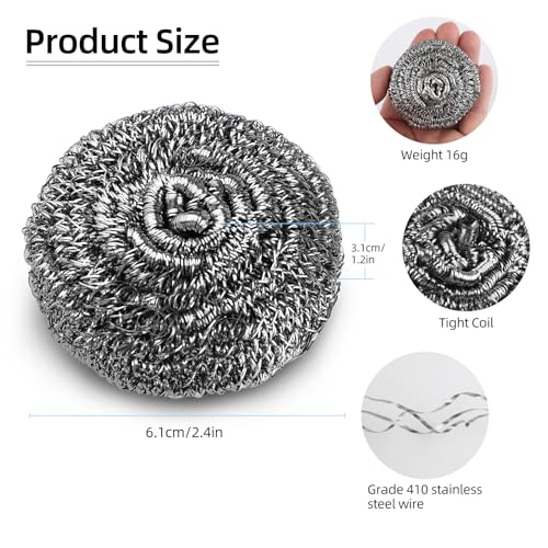 12 Pack Stainless Steel Wool Scrubber Pads for Effective Cleaning