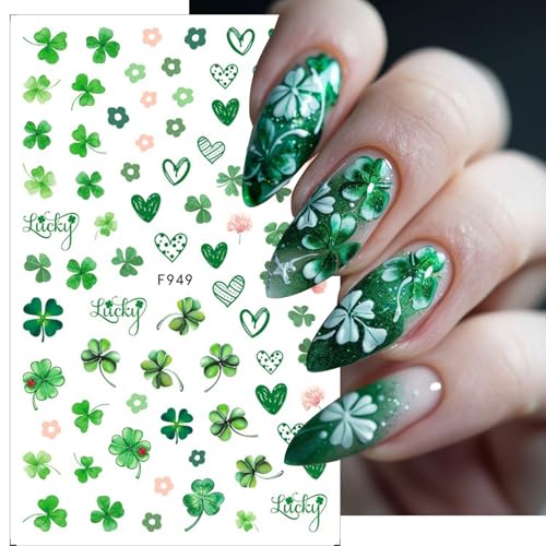 St. Patrick's Day Shamrock Nail Art Stickers - 8 Sheets Green Clover Decals