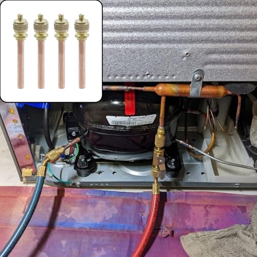 Dnyta 10 Pcs 1/4" Access Valve Set - 2.64" Length, Brass for HVAC