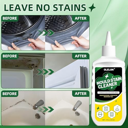 OLELON Mold Stain Remover Gel - 5 Fl Oz (Pack of 2) for Washing Machine & Tile Grout