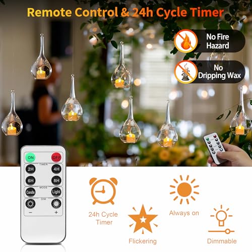 Rechargeable USB-C Tea Lights with Charging Base 12 Pack - Remote Control