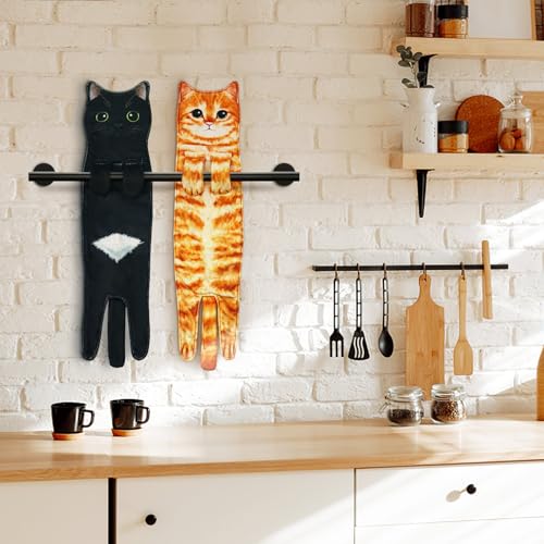Orange Cat Hand Towel - Absorbent Kitchen & Bathroom Decor Gift