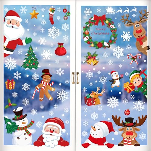 186PCS Christmas Window Clings - Festive PVC Stickers & Decals