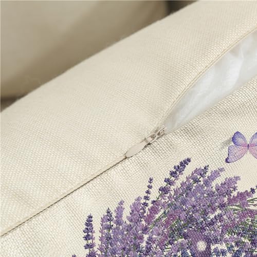 Set of 4 Lavender Wreath Pillow Covers 18x18 - Spring Home Decor