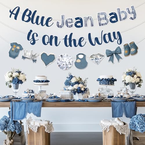 Blue Jean Baby Shower Banner – Denim & Diamonds Decor