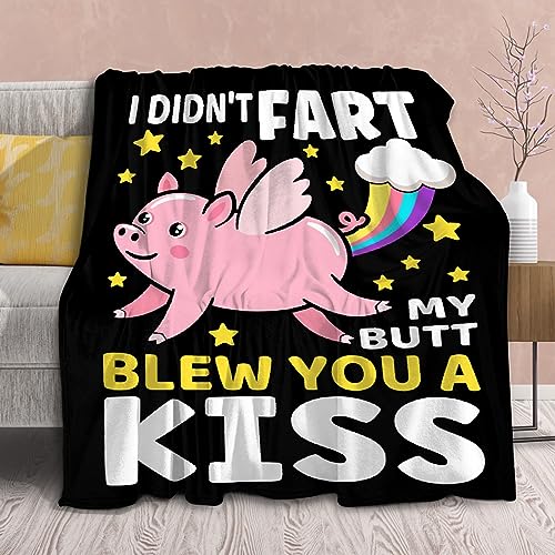 Funny Pig Blanket Twin Size 60x80 Inches Soft Flannel Throw for Kids Adults Gift