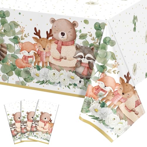 3 Pack Eucalyptus Leaves Baby Shower Tablecloths - 54x108 In