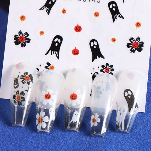 Halloween Nail Stickers Ghost Decals Self-Adhesive 6 Sheets