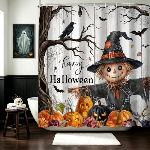 Spooky Ghost Halloween Shower Curtain - Waterproof Polyester