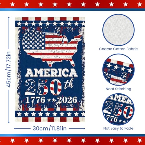 250th Anniversary Garden Flag 1776-2026, Double-Sided Patriotic Decor