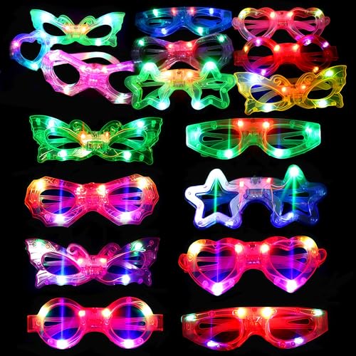 72 Pack Kids LED Glow Glasses with 6 Shapes & Batteries for Party Halloween Christmas