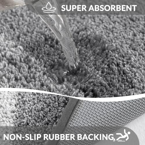 Exclusivo Mezcla Plush Bath Mat, 17x24 Non-Slip Bathroom Rug, Gradient Grey