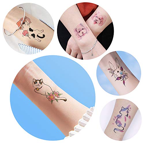 PHOGARY 90 Pcs Kids Temporary Tattoos - 34 Sheets Cute Animal Body Art