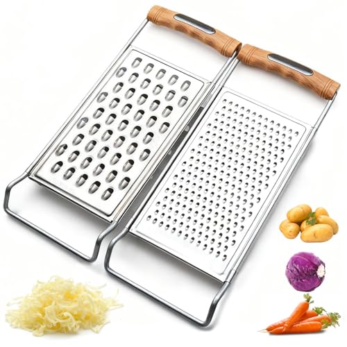 LEKAYIHU 2-Pack Stainless Steel Handheld Grater Set, Coarse & Fine Zester