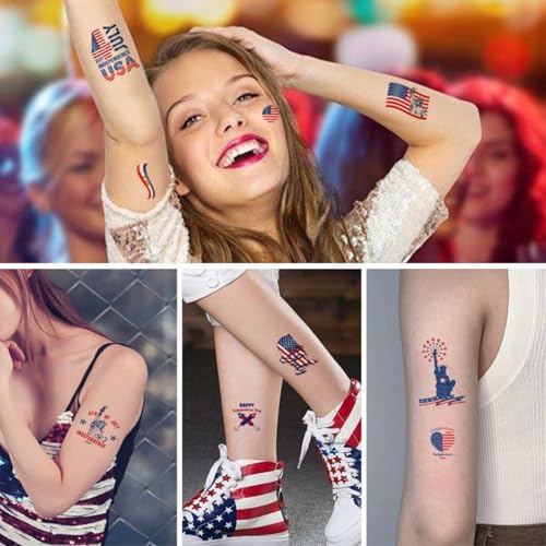 Fourth of July Temporary Tattoos - American Flag & Patriotic Designs (90 Pcs)