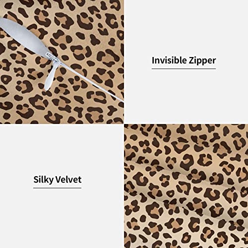 Leopard Print Velvet Throw Pillow Covers 18x18, Set of 2