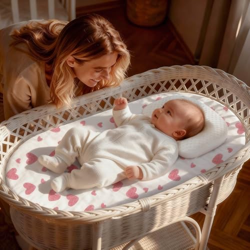 IOCCLH 4-Pack Fitted Bassinet Sheets, Soft Microfiber for Halo & More, Pink