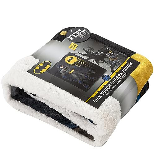 Northwest DC Batman Silk Touch Sherpa Throw Blanket ? 40 x 50 Inch, Answer The Call Design ? Batman Themed Gift for Fans