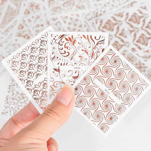 30 Sheets Rose Gold Nail Art Stickers 3D Self Adhesive Decals