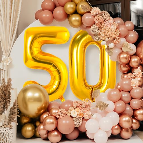 42 Inch Gold Number 50 Foil Balloon - Large 50th Birthday Party Decoration