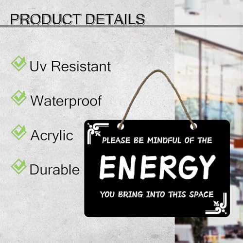 Mindful Energy Wooden Sign Plaque - 12x8 Motivational Decor