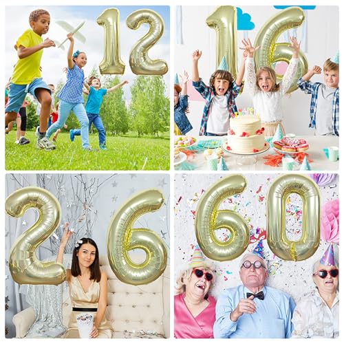 40 Inch Number 17 Foil Balloon Champagne Gold Birthday Party Decoration
