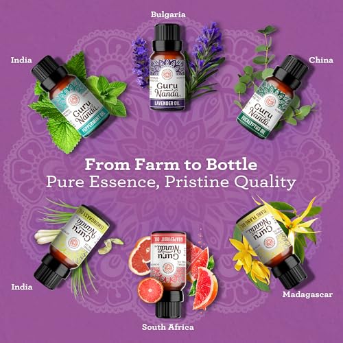 GuruNanda Essential Oils Set - 6 Pack (10mL Each) for Aromatherapy & DIY