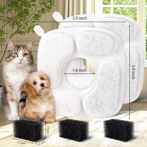 24-Pack Cat Water Fountain Replacement Filters & Sponges for Veken Fountains