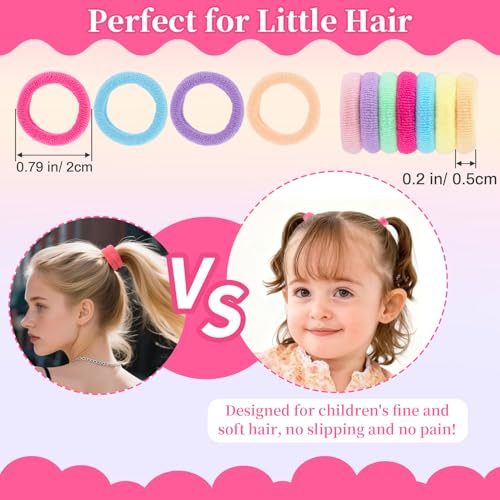 RAQEHO 400PCS Baby Hair Ties - Soft Seamless Toddler Hair Bands for Fine Hair