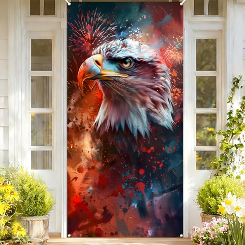Large Patriotic 4th of July Door Cover - American Flag Banner