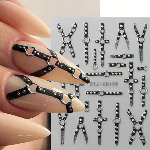 Halloween Nail Art Stickers 2PCS 5D Embossed Gothic Punk Decals