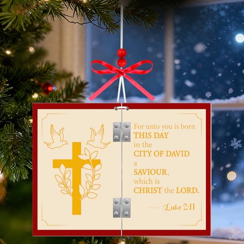 AKAIXI Wooden Bible Verse Christmas Ornament, Christian Faith Hanging Tree Decor