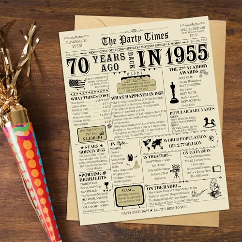 70th Birthday Card - Vintage 1955 Design for Family & Friends