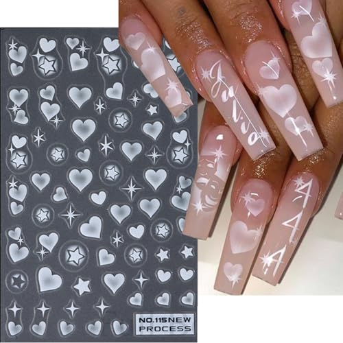 Valentine's Day Nail Art Stickers - Self-Adhesive Heart Decals (4 Sheets)
