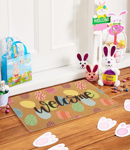 Easter Welcome Doormat - Colorful Easter Eggs 17x29 Inch