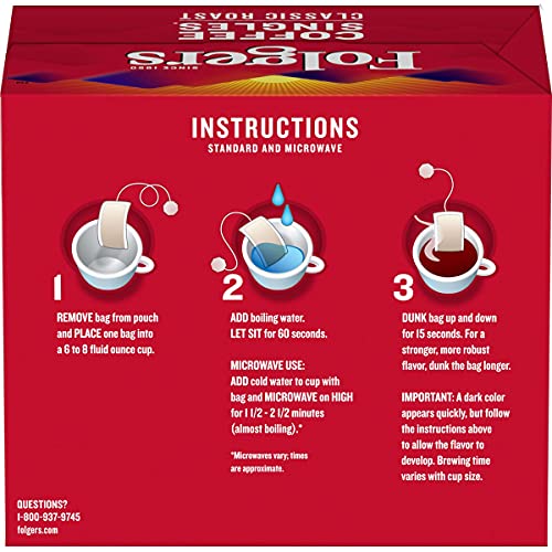 Folgers Classic Roast Coffee Singles, 19 Count - Medium Roast