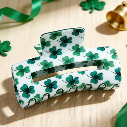 St. Patrick's Day Green Shamrock Hair Claw Clip - Non-Slip Acrylic