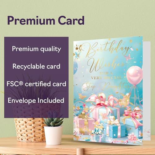 Elegant Gold Birthday Card for Step-Daughter | Premium Keepsake