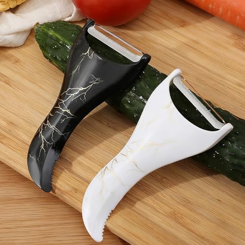 Ergonomic Vegetable Peeler with Stainless Steel Blade - Lightning Pattern