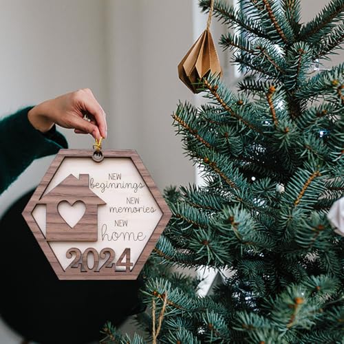 New Home Ornament 2024 - Wood Christmas Gift for Housewarming