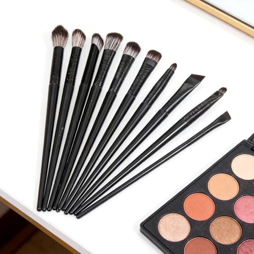 Eyeshadow Brush Set 10Pcs Synthetic Fiber Makeup Brushes