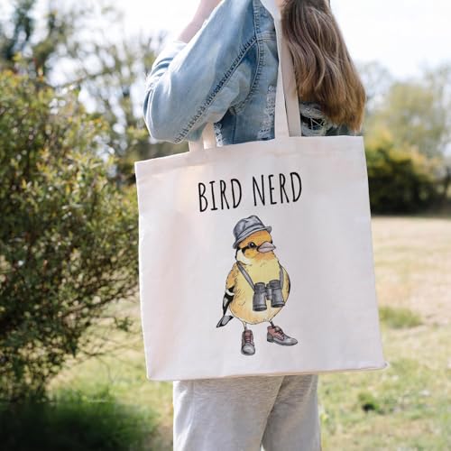 Bird Print Canvas Tote Bag - Reusable Polyester Shopping & Grocery Bag