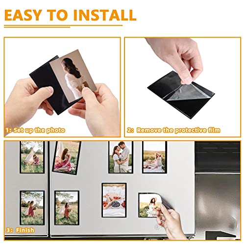 Mingting 5x7 Magnetic Picture Frames for Refrigerator - Black, 4 Pack